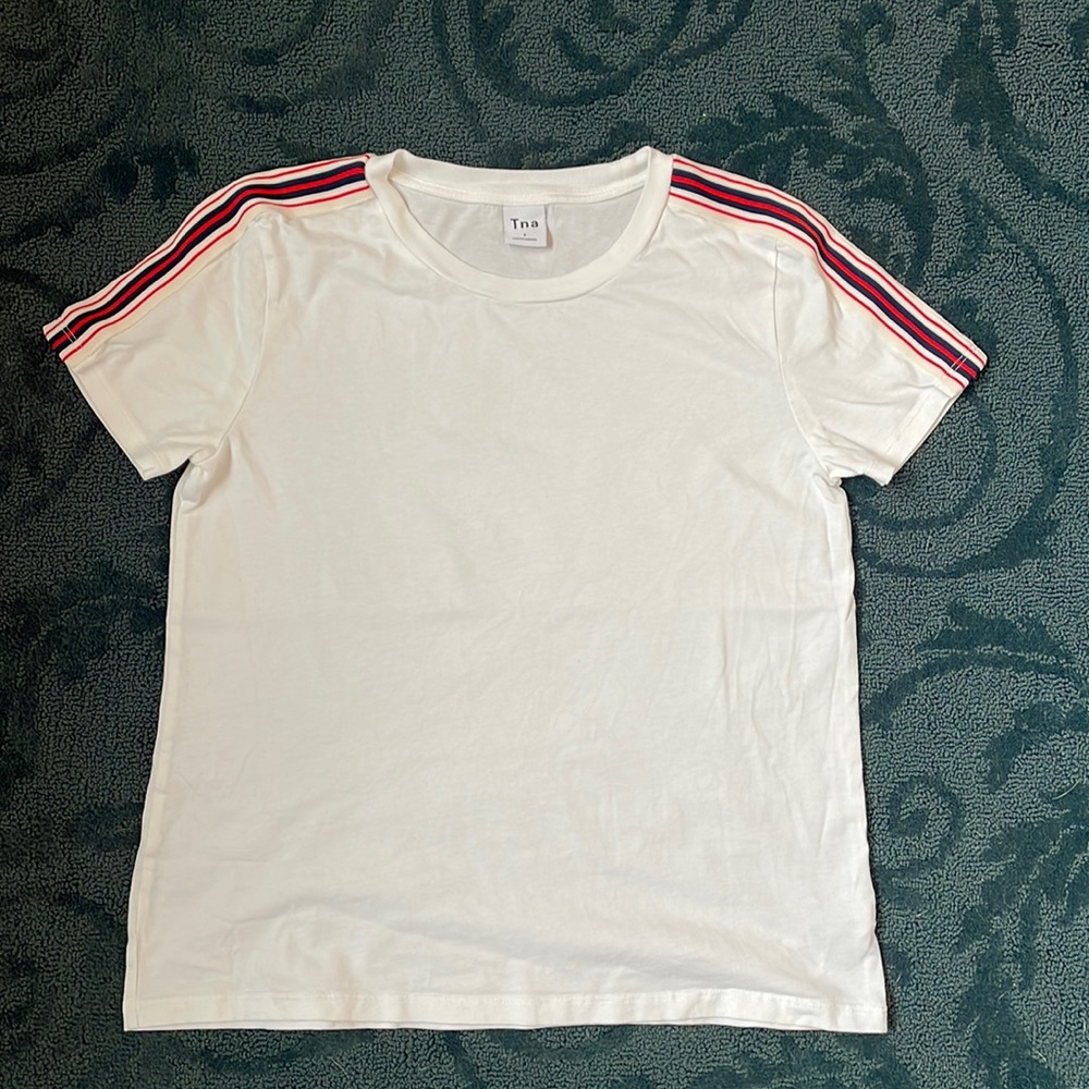 Aritzia Tna white tshirt with ribbon detailing size S 100% cotton